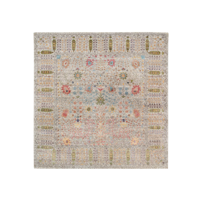 Tapis carré en soie noué à la main 14 pi 1 po x 14 pi 1 po 34CFF1CBA84B434CB18D6EF121D60264