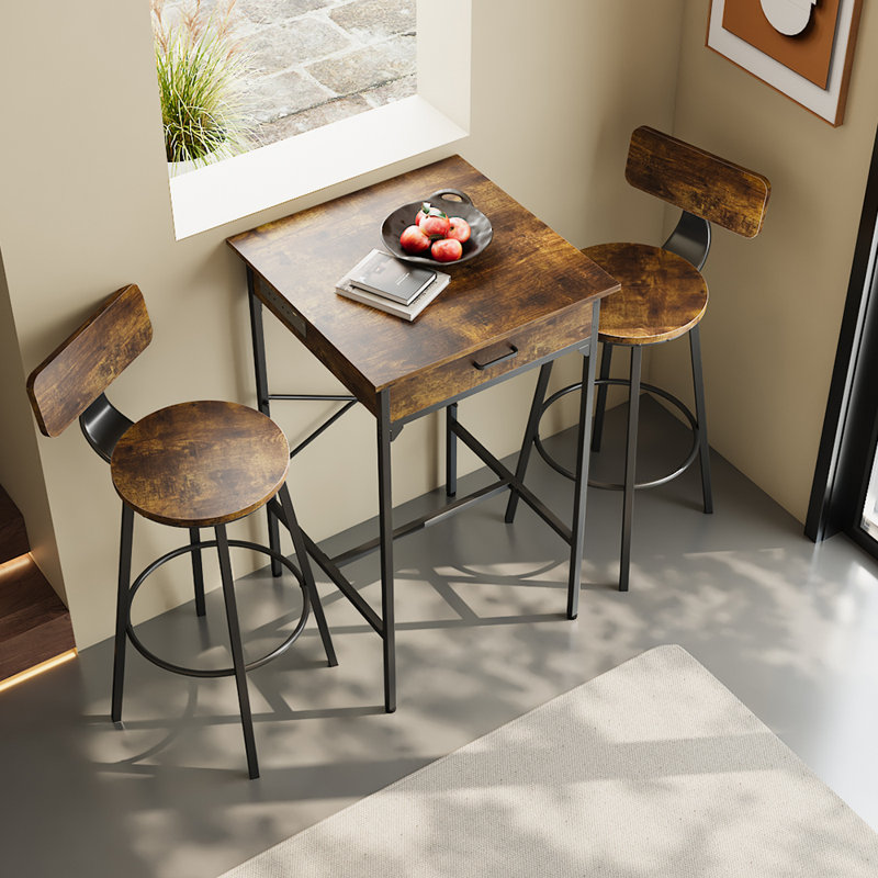 60cm W Steel Bedside Table, Brown/Black 