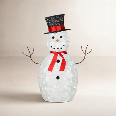 The Holiday Aisle® 36" Pre-Lit Sisal Snowman