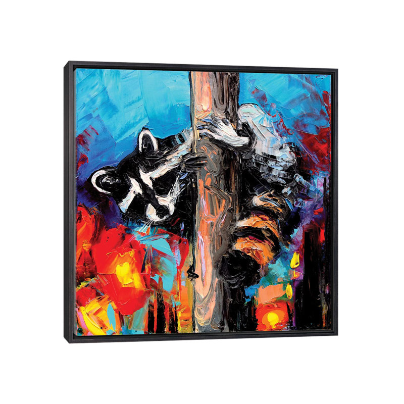 "Night Watchman" par aja Trèves, reproduction d’art, H 18 po x l 18 po x 1,5 po, Toile avec cadre noir patiné, Pas de tapis