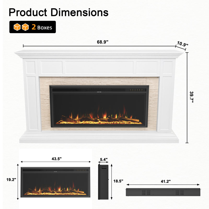 Surround Electronic Fireplace, Brass