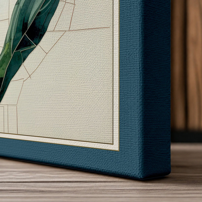 Pale Daisy Study Botanical - Wrapped Canvas, 30x20 - 76.2 x 50.8 cm, Teal Border