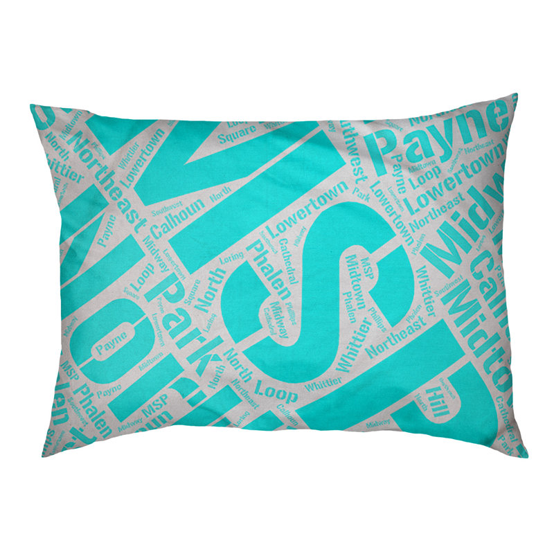 Coussin de chien « districts », Très grand (H 17 po x l 50 po x P 40 po), Cyan, Minneapolis – Saint Paul