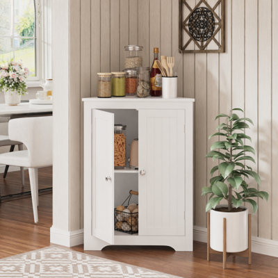 Meuble de rangement de salle de bain autoportant à double porte, meuble de sol en bois avec tablette intérieure ajustable, meuble de rangement pour salle de bain, salon, entrée