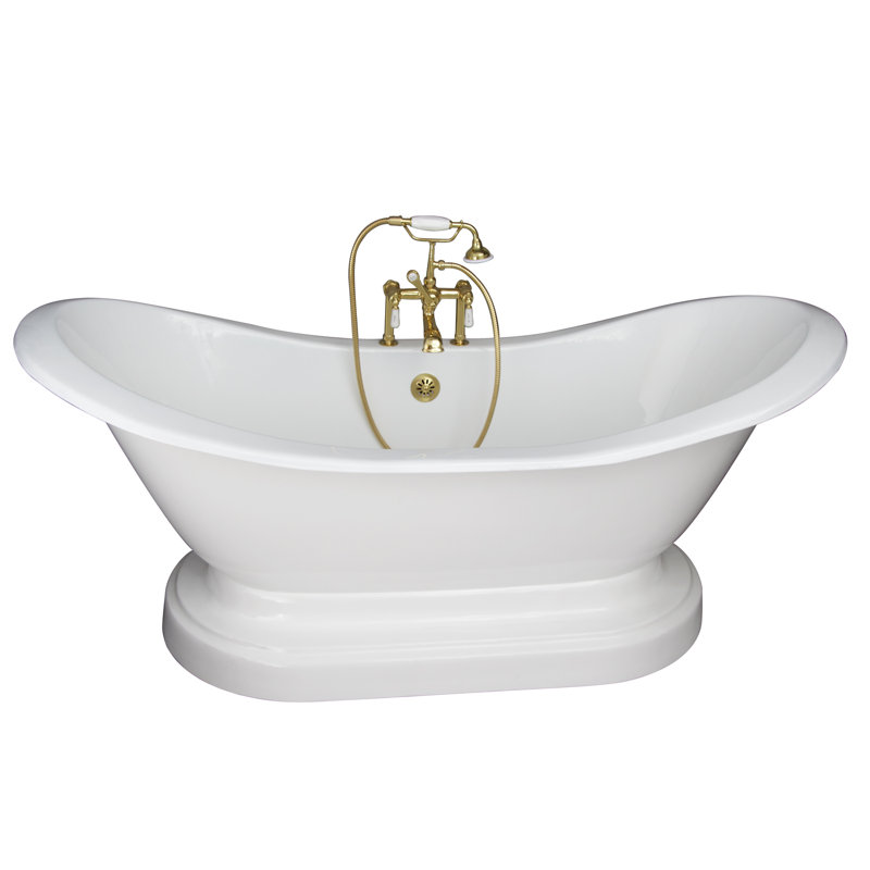 72'' x 30'' Soaking Cast Iron Bathtub, Polished Brass