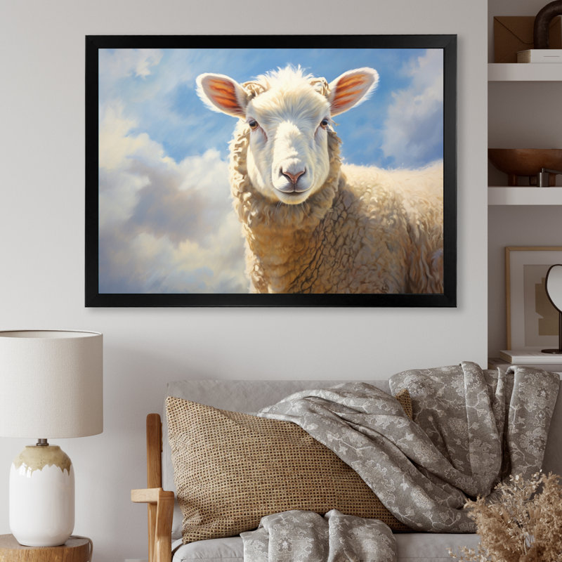 Portrait de mouton I - impression, H 12 po x l 20 po x P 1 po, Cadre simple noir
