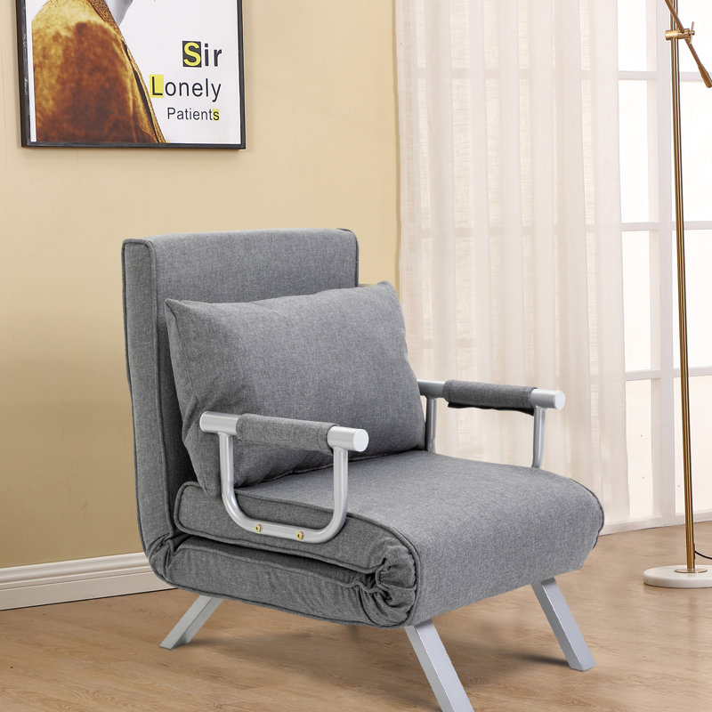 Chaise réglable à 5 positions, pliante grise avec coussin et structure en acier stable