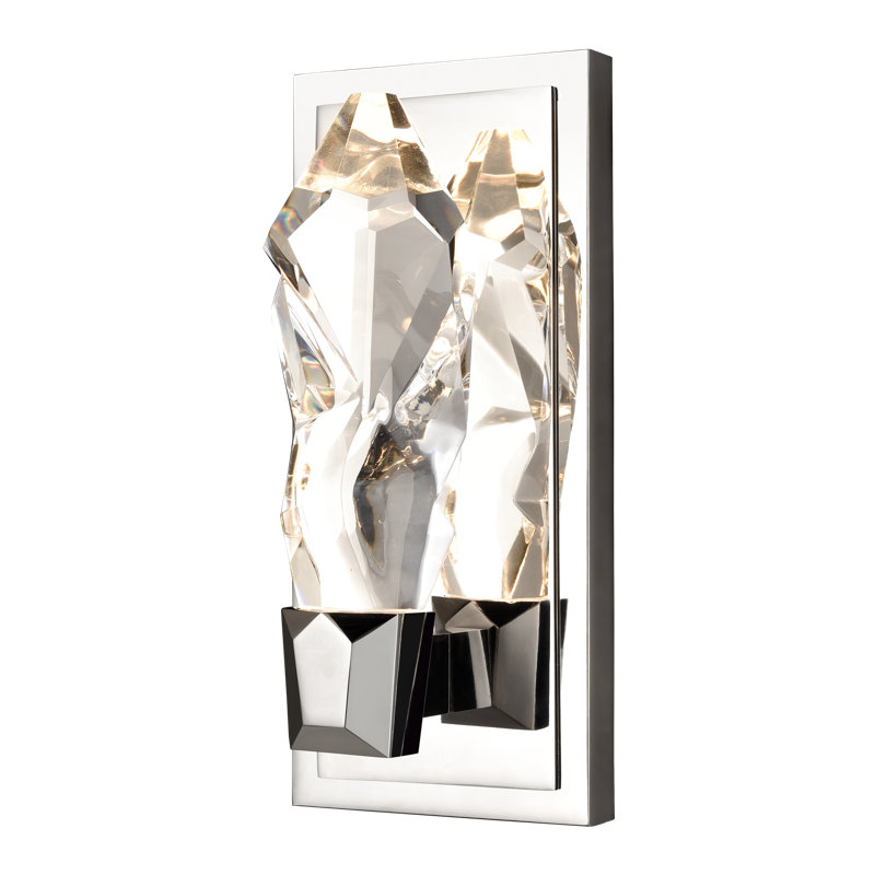 Angelus Steel LED Armed Sconce, Polished Nickel
