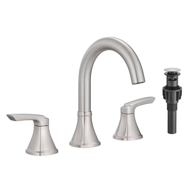 8 Inch Widespread Bathroom Faucet With Drain Assembly 3 Hole Bathroom Sink Faucets Stainless Steel Double Handle Bathroom Basin Taps With Swivel Spout