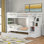 Lit superposé Twintwin avec lit gigogne et 3 escaliers de rangement blancs - crée une atmosphère de chambre à coucher confortable offrant de nombreuses options de sommeil