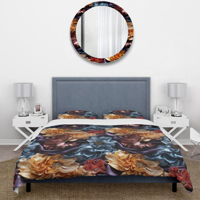 Kimono Whispers - Chinese Floral Duvet Cover Set - Microfiber Polyester