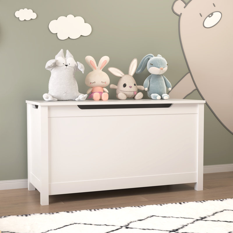 Boîte de rangement en bois pour enfants avec couvercle à charnière sécuritaire