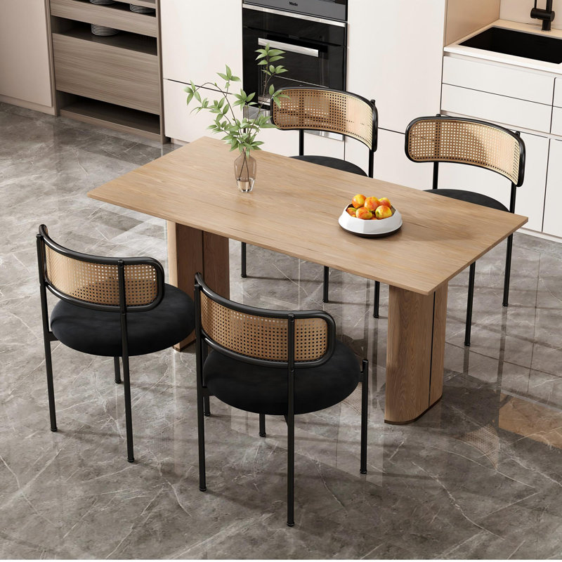 Velvet Upholstered Metal Armchair in Black