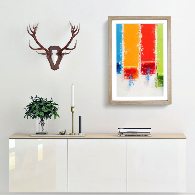 Paint Rolling in Abstract - Picture Frame Painting Print, 48cm H x 36cm W x 2cm D, Oak Framed