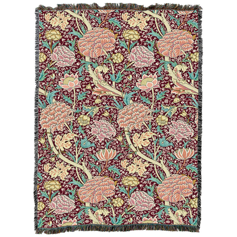 Couverture Pure Country Weavers William Morris - Arts & Crafts - Jeté en coton tissé à la main - fabriqué aux États-Unis (72 x 54)