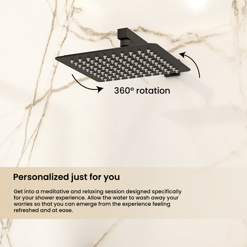 Complete Shower System with Rough in-Valve, Matte Black