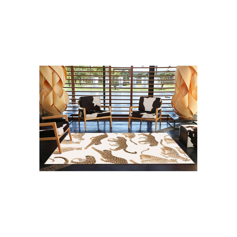 Tapis décoratif lavable à la machine Leopard, Carré 3 pi 3 po