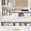 Table de coiffeuse compacte avec miroir, lumières DEL réglables, prise de courant, support pour sèche-cheveux et tabouret pour les petites chambres