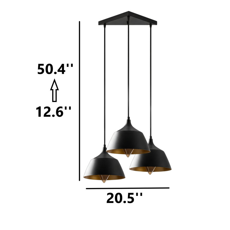Luminaire suspendu moderne en forme de cône en métal 3 lumières Modern