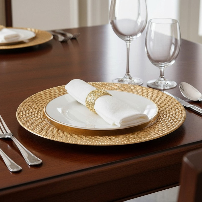 Ensemble de 4 assiettes décoratives plaquées or Aurelie, Doré