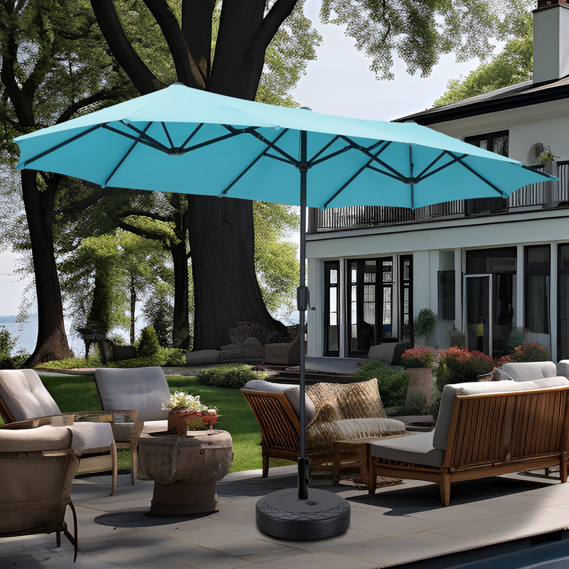  Parasol de patio 13 pi avec base, Bleu