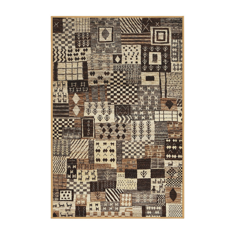 Tapis beige/brun/gris contemporain, Rectangle 8 pi x 12 pi