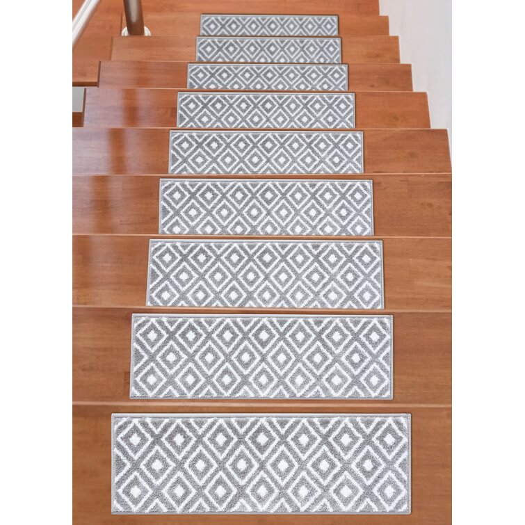 Light Gray Stair Treads Carpet, Decorative Stair Rug, Ultra Thin Stair Mat,  Non-slip Step Rug, Washable Runner Rug, Easy to Clean Carpet 