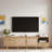 Bohemian TV Stand with Rattan Accents and Open Storage Media Console