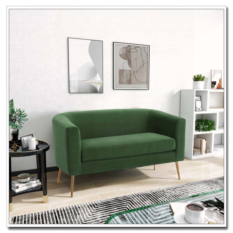 Canapé 51 po 2 places, Vert rétro, Doré