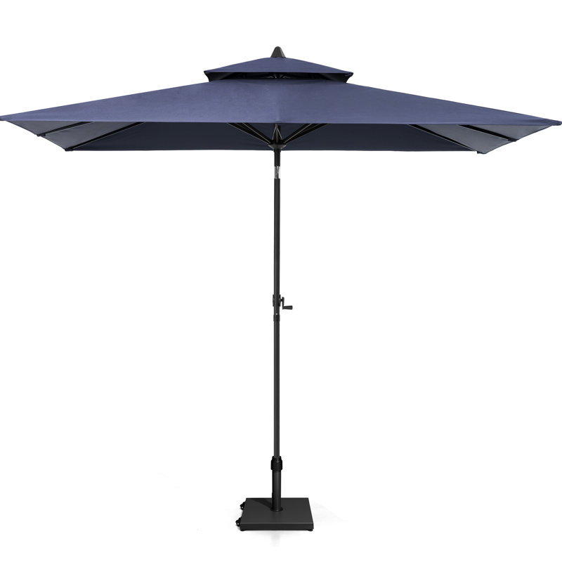 Parasol de marché rectangulaire 59 po x 106 po, base lestée incluse, Marine