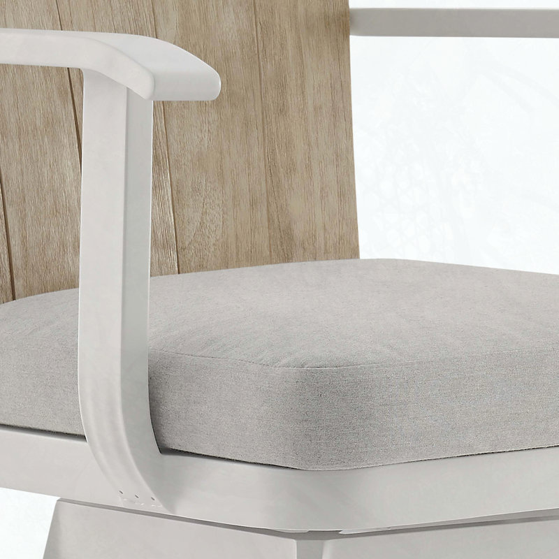 Tabouret de comptoir pivotant en aluminium avec bois de teck et coussin