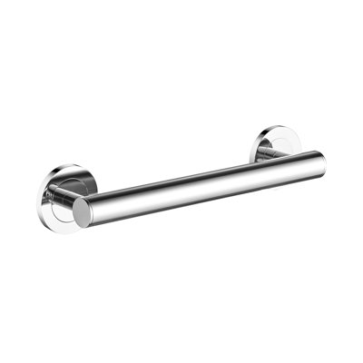 12" Wall-Mounted Lava Grab Bar - Chrome, Premium Brass Construction, Installation Hardware Included
