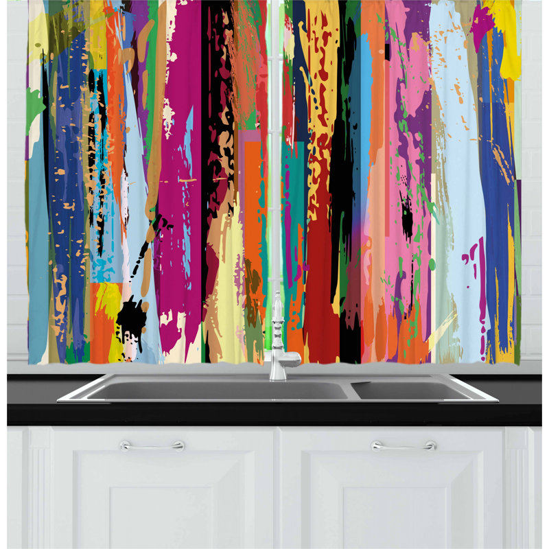 Striped Pointed Kitchen Curtain