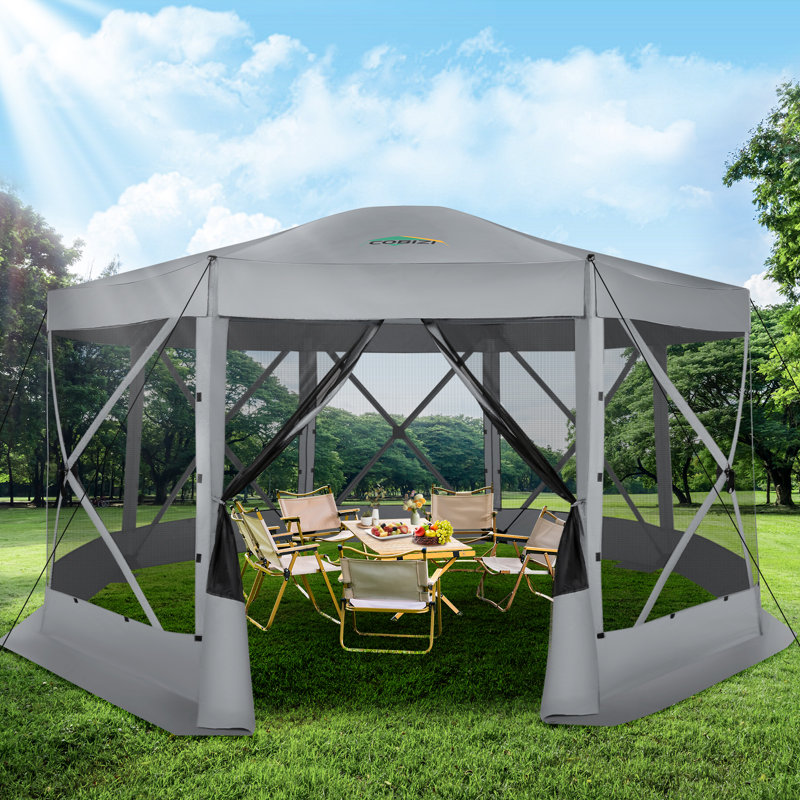 15x15ft Extra Large Pop-Up Gazebo Canopy Tent with Mosquito Netting, Gray