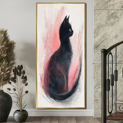 «Black and Pink Feline Grace - Cat Large», art mural