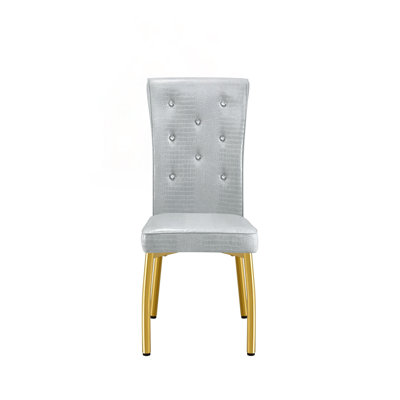 Ensemble de 4 chaises de salle à manger rétro en cuir de crocodile avec boucles en cristal et pieds en métal doré