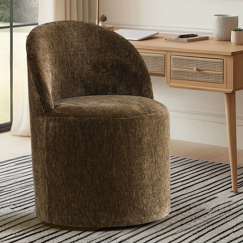 Chaise roulante rembourrée en chenille avec roulettes cachées, Brun, 1