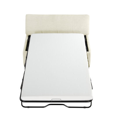 Xara Modern Chenille Pull-Out Ottoman Sleeper Bed with Mattress & Cushioned Armrests