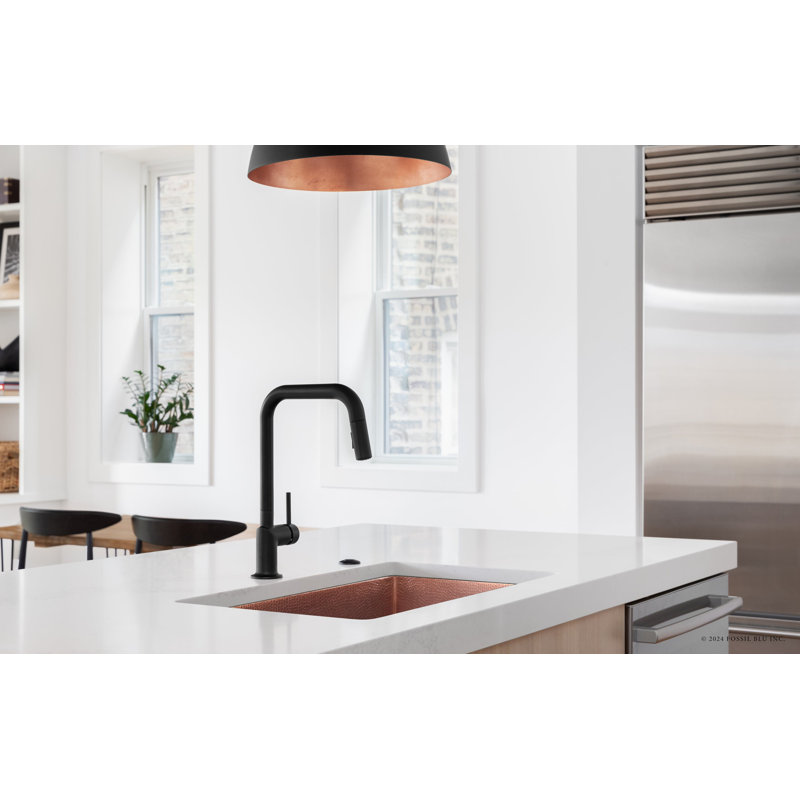 Fossil Blu Luxury 24" 12-Gauge Hammered Copper Undermount/Drop-In Sink, Medium Patina, Incl Accs