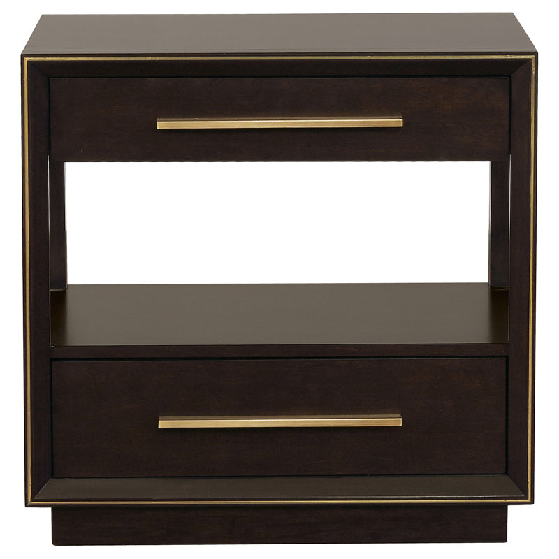 Table de chevet 2 tiroirs Hendrick, Marron foncé