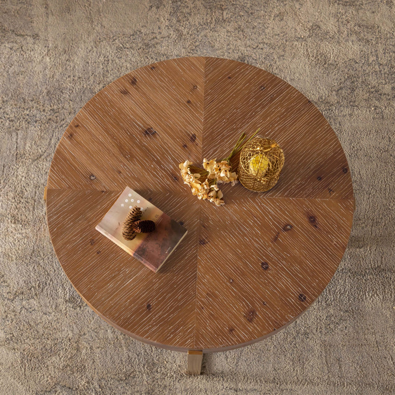 Table basse Solid, Doré, H 13,38 po x L 31,29 po x l 31,29 po, Naturel