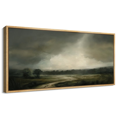 Dark Clouds Overhead Artwork, Green Landscape Wall Pictures, Giclee Canvas Digital Print Extra Large Framed Wall Art