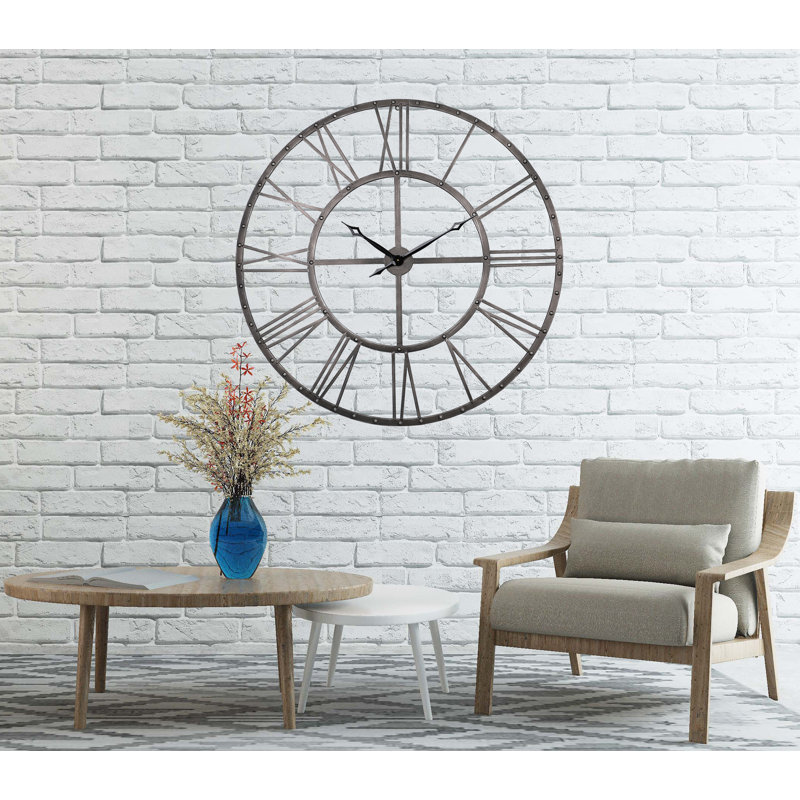 Très grande horloge murale Grenfell, Gris, Très grand 43,5 po