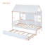Lit simple en bois avec couchette - Lit de jour pour enfant en pin massif blanc avec toit et fenêtres-298186236