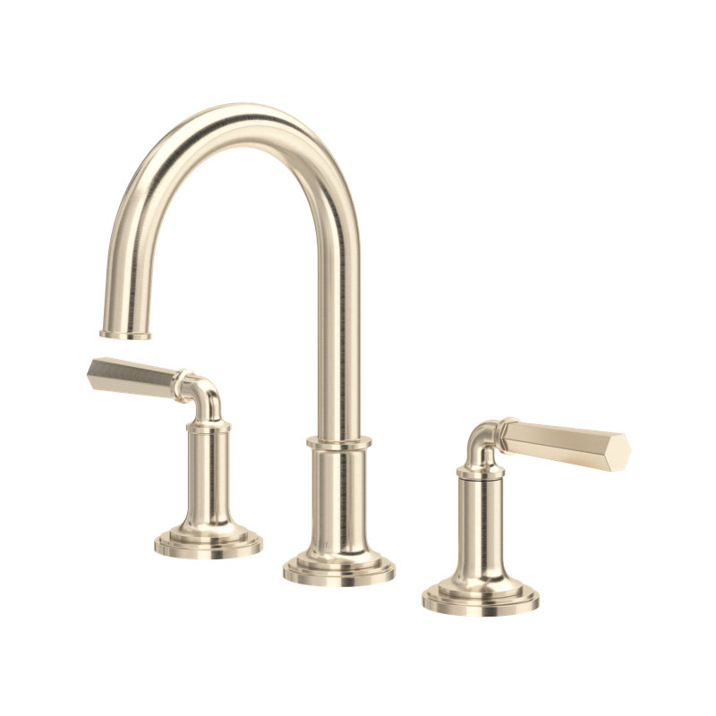 San Giovanni Widespread Lavatory Faucet With C-Spout, Satin Nickel