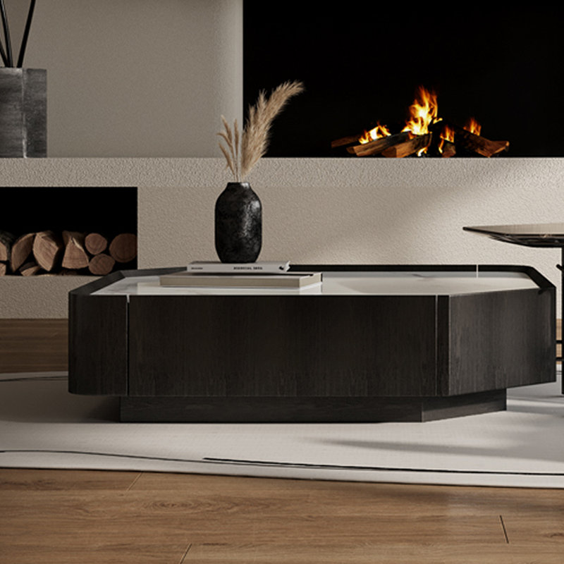 Solid wood creative art marble tea table