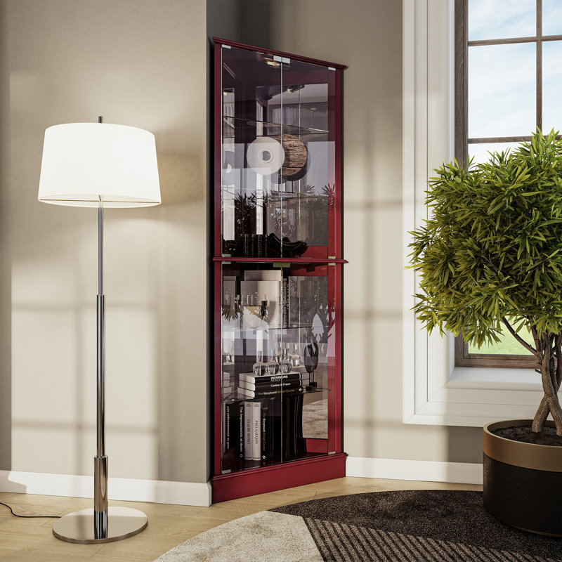 Lighted 72" H Corner Curio Cabinet, Cherry