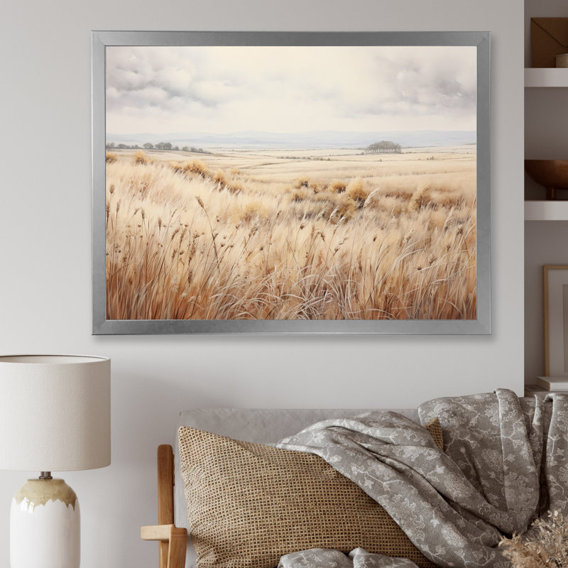 Prairie Peacefulness Meadows - Prairies, reproduction sur toile, Cadre naturel flottant, H 30 po x l 40 po x P 1,5 po