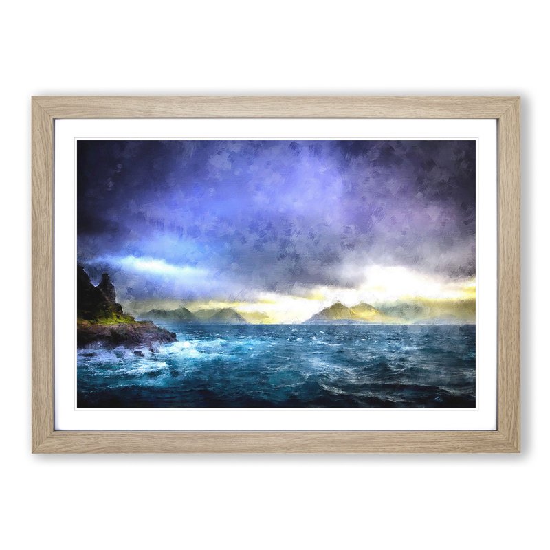 Faroe Island Ocean View - Picture Frame Graphic Art Print, Oak Framed, 45cm H x 63cm W x 2cm D