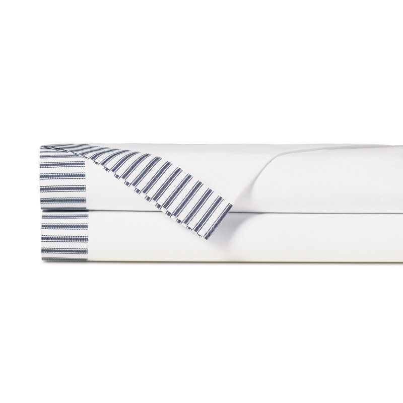 Drap-housse Blass Ticking par Alexa Hampton, Drap plat grand, Bleu marine